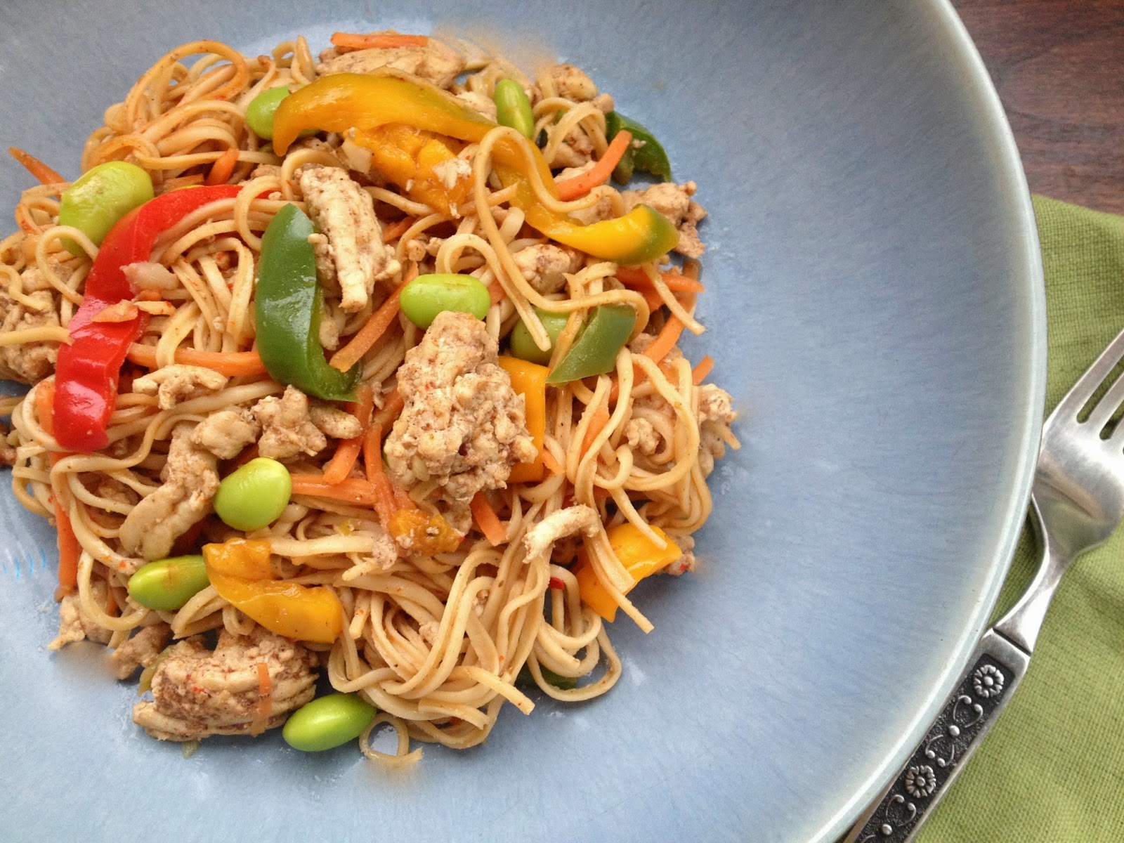 Chinese 5 Spice Ground Turkey and Soybean Noodle Stir Fry