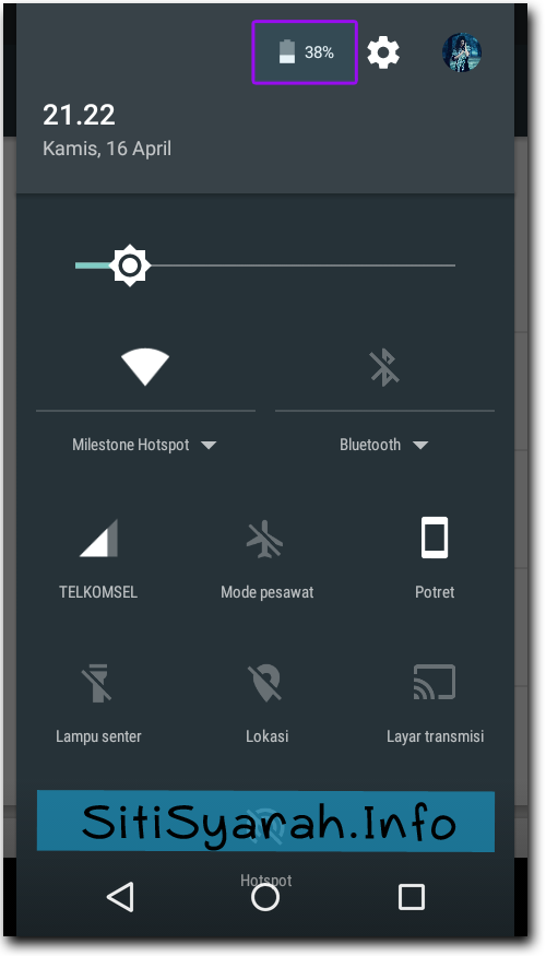menampilkan Persentase baterai android lollipop