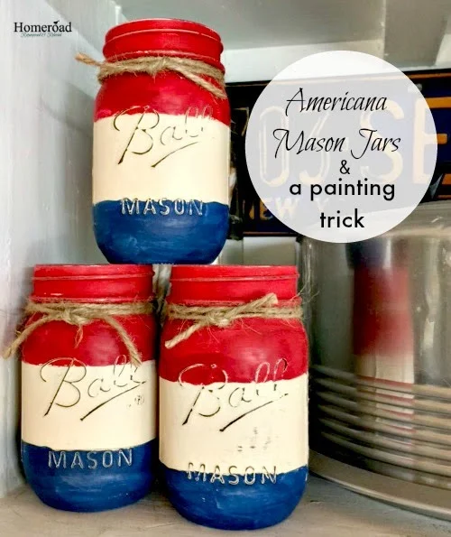 Three stacked striped mason jars