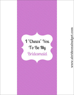 How are you asking your friends to be your bridesmaids? Check out these ADORABLE I "Chews" You To Be My Bridesmaid Gum Packs from www.abrideonabudget.com. They come with a free printable too!