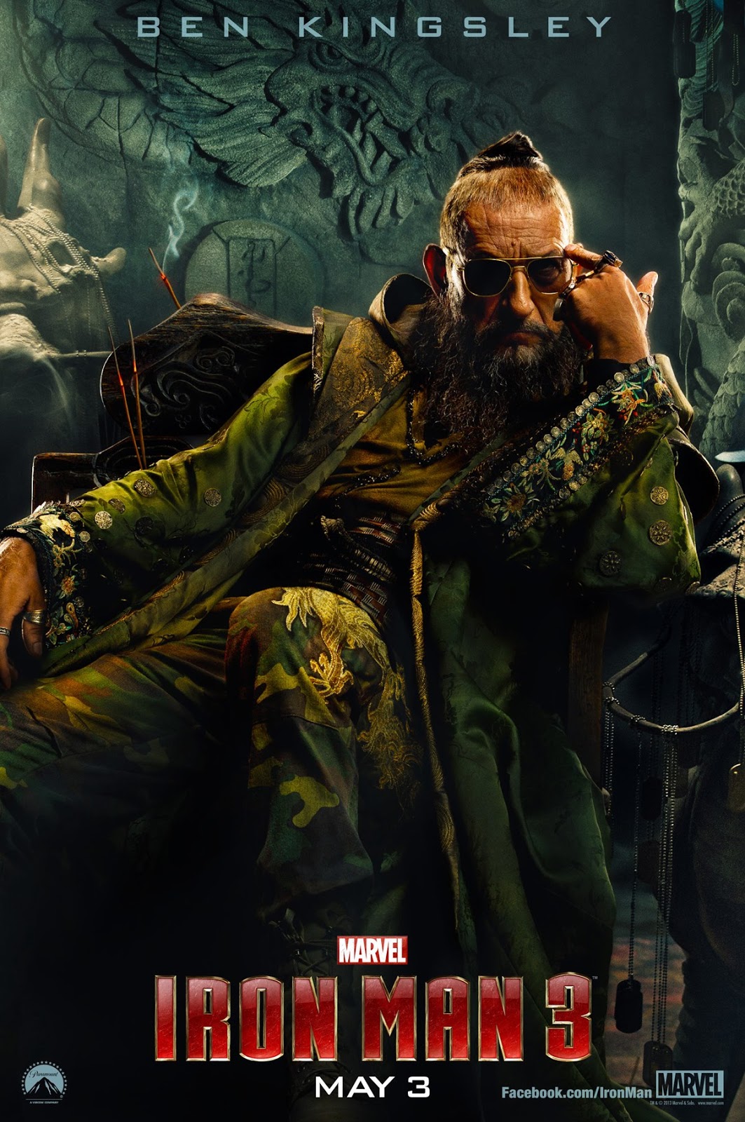 COMIC BOOK ARMY IRON MAN 3 BEN KINGSLEY COMO EL MANDARIN