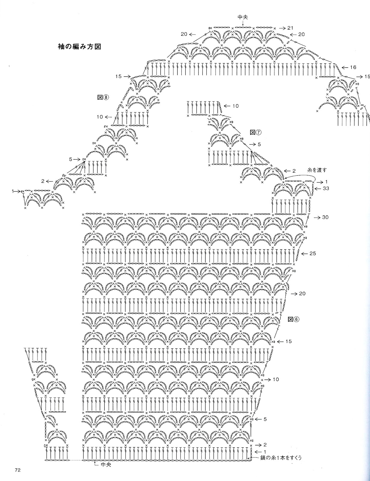 Японская схема. Вязание крючком по японским схемам кофточек. Японские ажуры крючком схемы. Японские блузки крючком со схемами. Японские схемы вязания крючком кофточек.