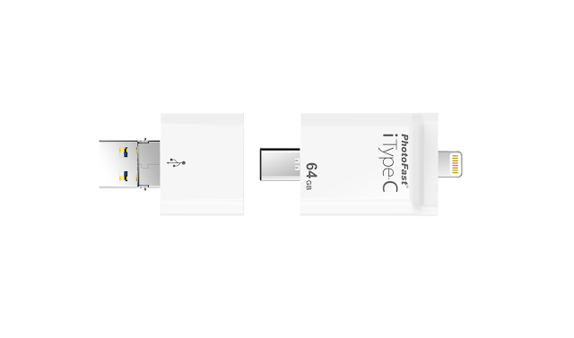 整合了 4 種介面：Lightning、USB Type-C、Micro USB 及 USB Type-A，並且可跨 iOS／Android／PC/MacBook 傳輸備份檔案