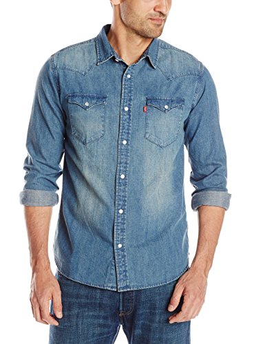 Levi's Men's Standard Barstow Denim Western Snap-Up Shirt | Easy Buy