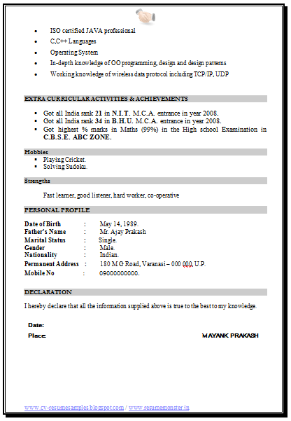 Over 10000 CV and Resume Samples with Free Download: MCA ...