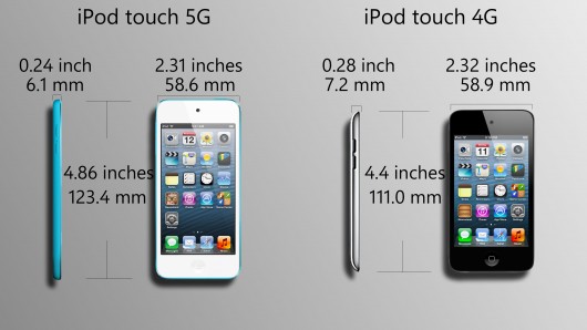iPod Touch 5G vs 4G Size and Dimensions