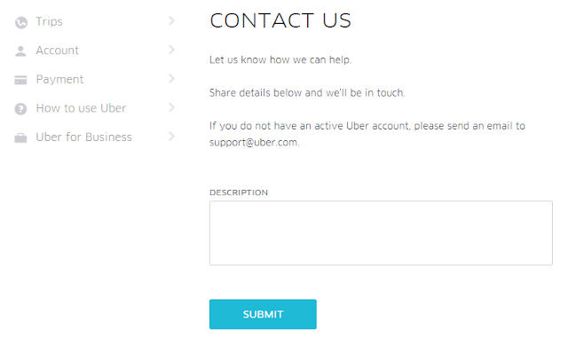 Contact Uber for Issues by Uber Contact Form