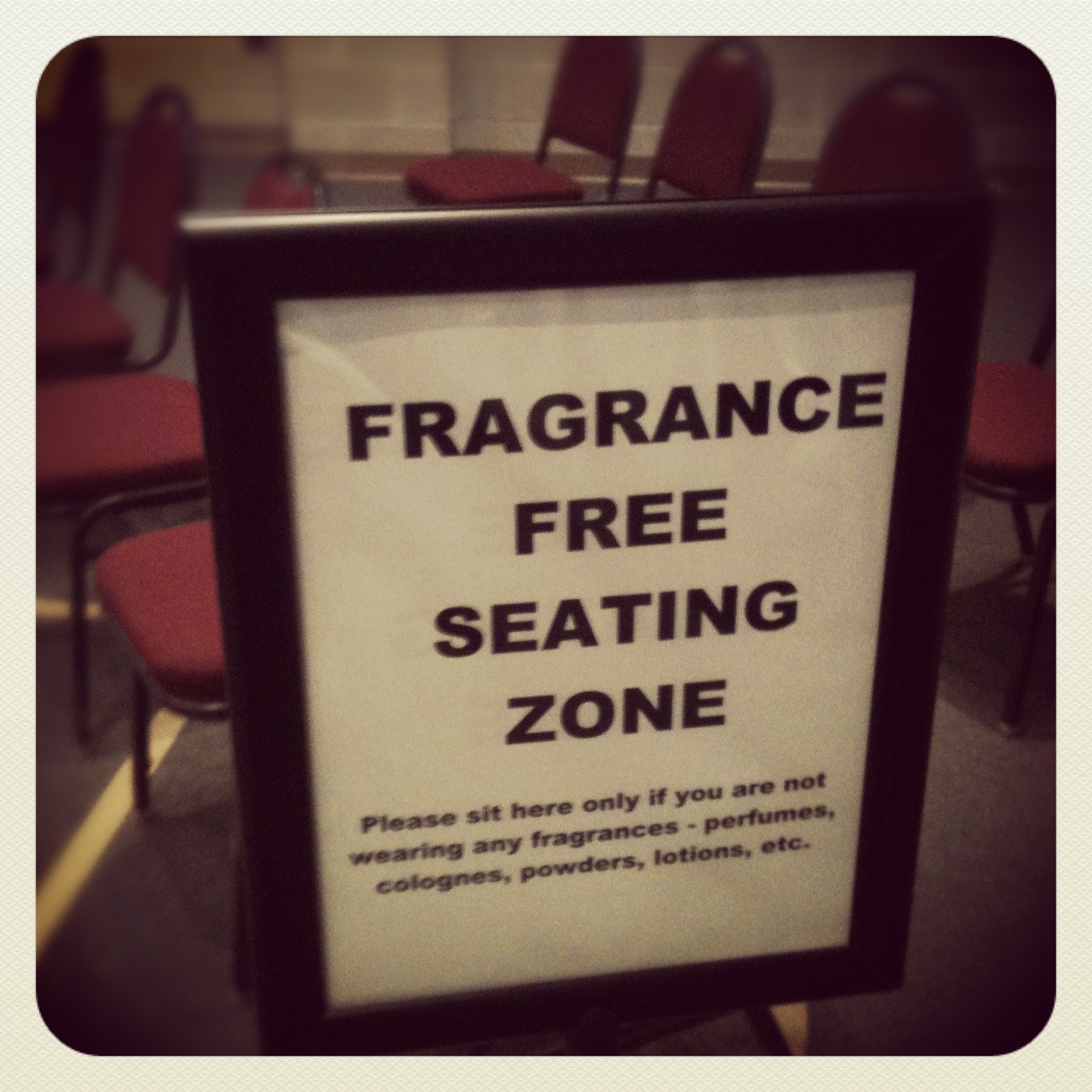 War on Headaches Fragrance Free Zone at Church