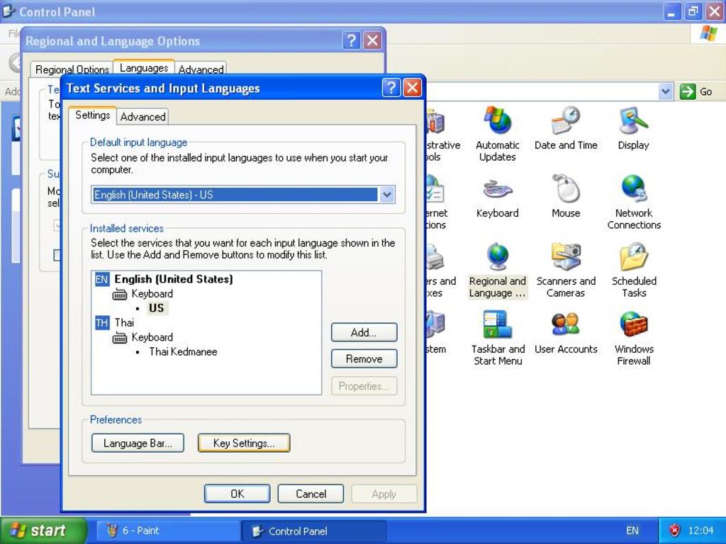 Install Language window XP
