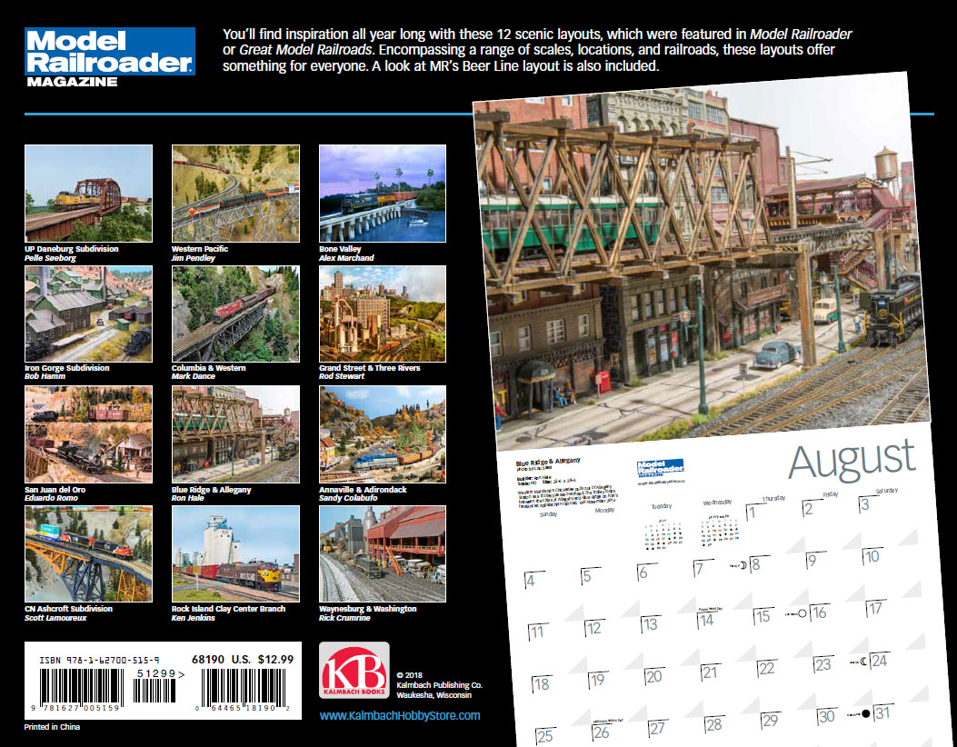 Bone Valley Modeler Model Railroader Calendar 2019