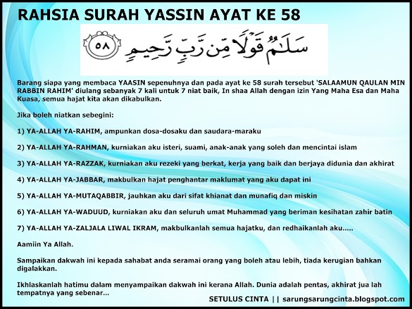 Keutamaan Surah Yasin Ayat 58