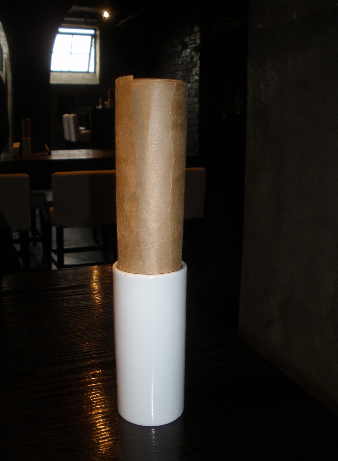 We had lunch here at the Noodle Bull, with a rolled up paper menu:
