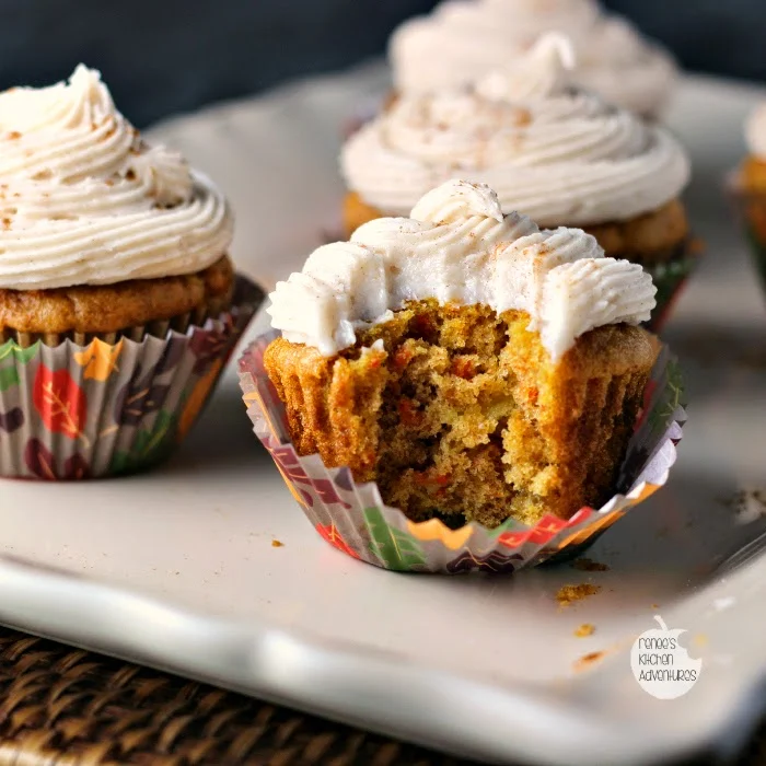 Carrot and Pineapple Cupcakes with Cinnamon Cream Cheese Icing | Renee's Kitchen Adventures   If you love carrot cake, you need to give this recipe a try! 