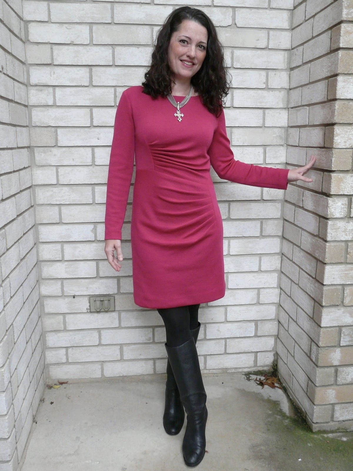 Amanda's Adventures in Sewing Vogue 8946 Fuschsia wool ponte dress
