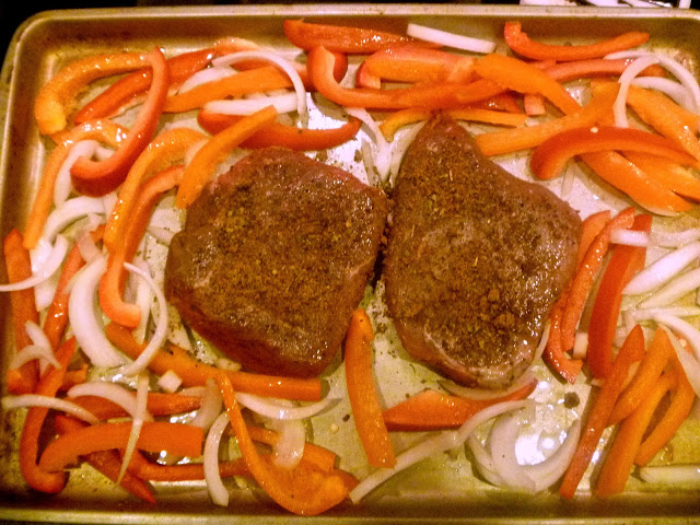 Sheet Pan Beef Fajitas: Caramelized onions and peppers mixed with juicy meat, wrapped up in a hot fluffy tortilla. - Slice of Southern