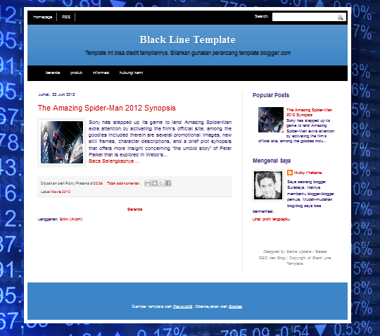 Template Blog SEO Friendly Black Line Editable (Bisa diedit) Edisi Spiderman