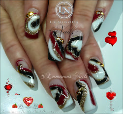 nails valentines acrylic luminous nail designs gel gold air hearts sculptured