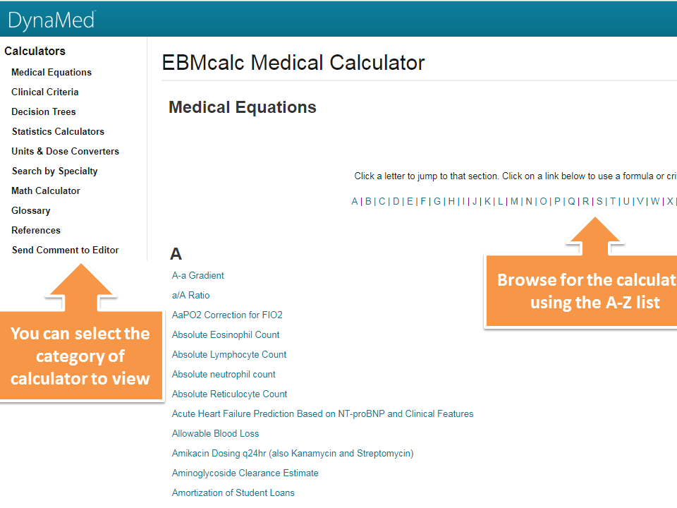Medical Calculators in DynamedPlus