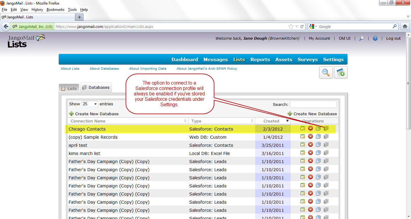 JangoMail In Progress New Feature Store Your Salesforce Login 