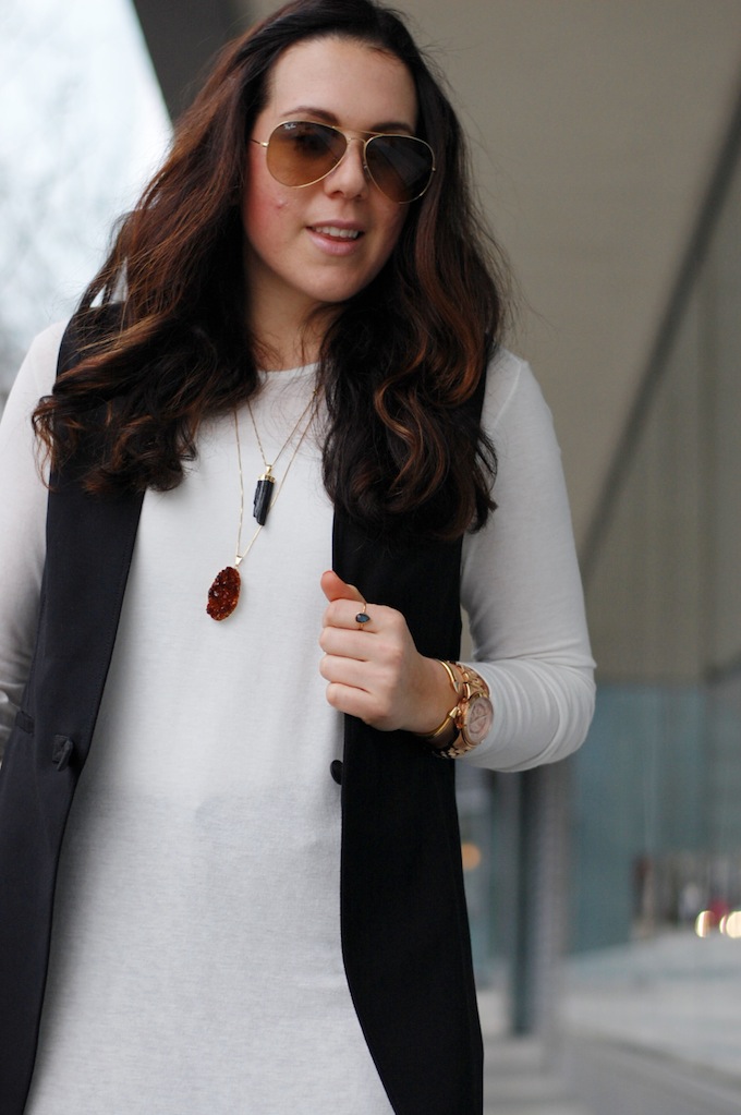 Helmut Lang vest and Oak + Fort tunic tee by Vancouver fashion blogger Aleesha Harris of Covet and Acquire.