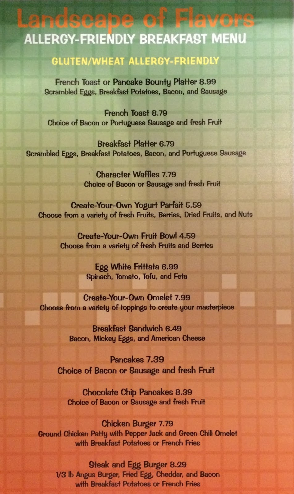 Alexis's Gluten Free Adventures Disney's AllergyFriendly Menus