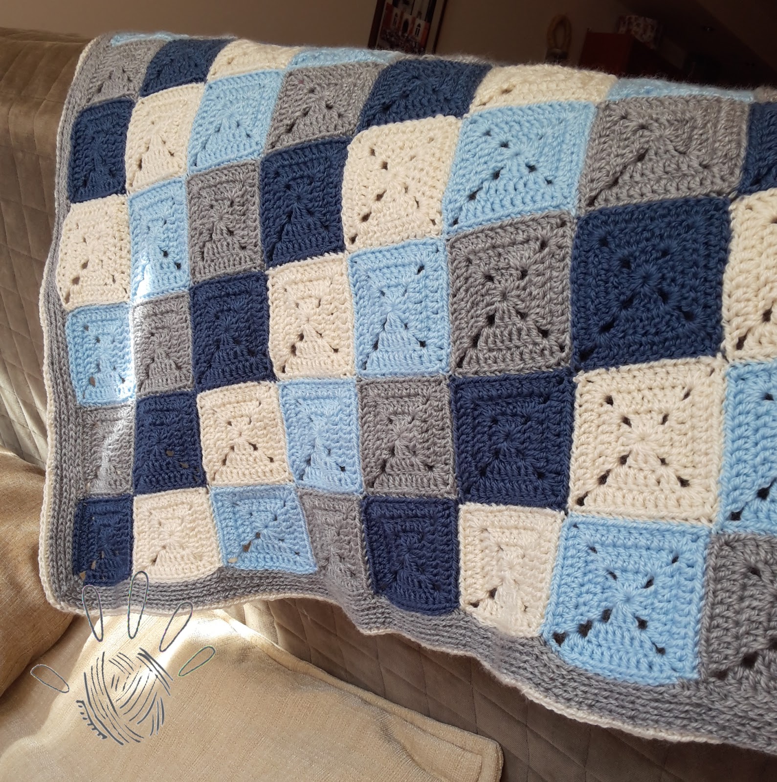 by ania: Solid granny squares baby blanket/ Dziecięcy kocyk z pełnych