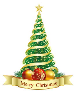 Merry Christmas Green Tree PNG Clipart