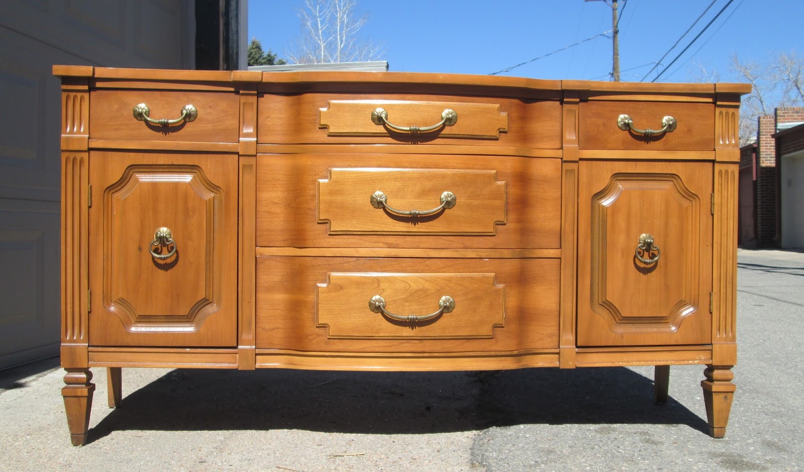 BoHO Chic 8 Vintage Curved Dresser, Buffet , Sideboard Cherry Wood