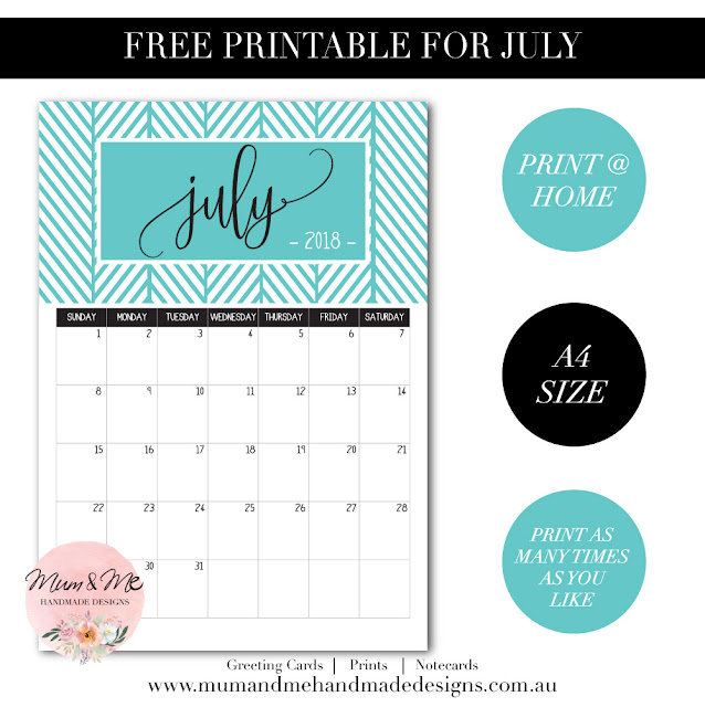 Free Printable Monthly Calendar - Turquoise Herringbone by Mum and Me Handmade Designs
