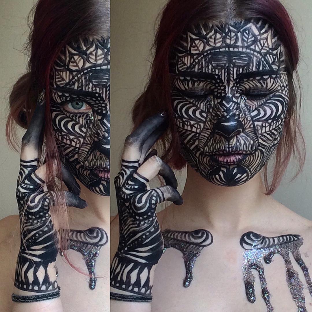 13-Tribal-inspired-mask-Saida-Mickeviciute-Characters-Created-with-Body-Painting-www-designstack-co