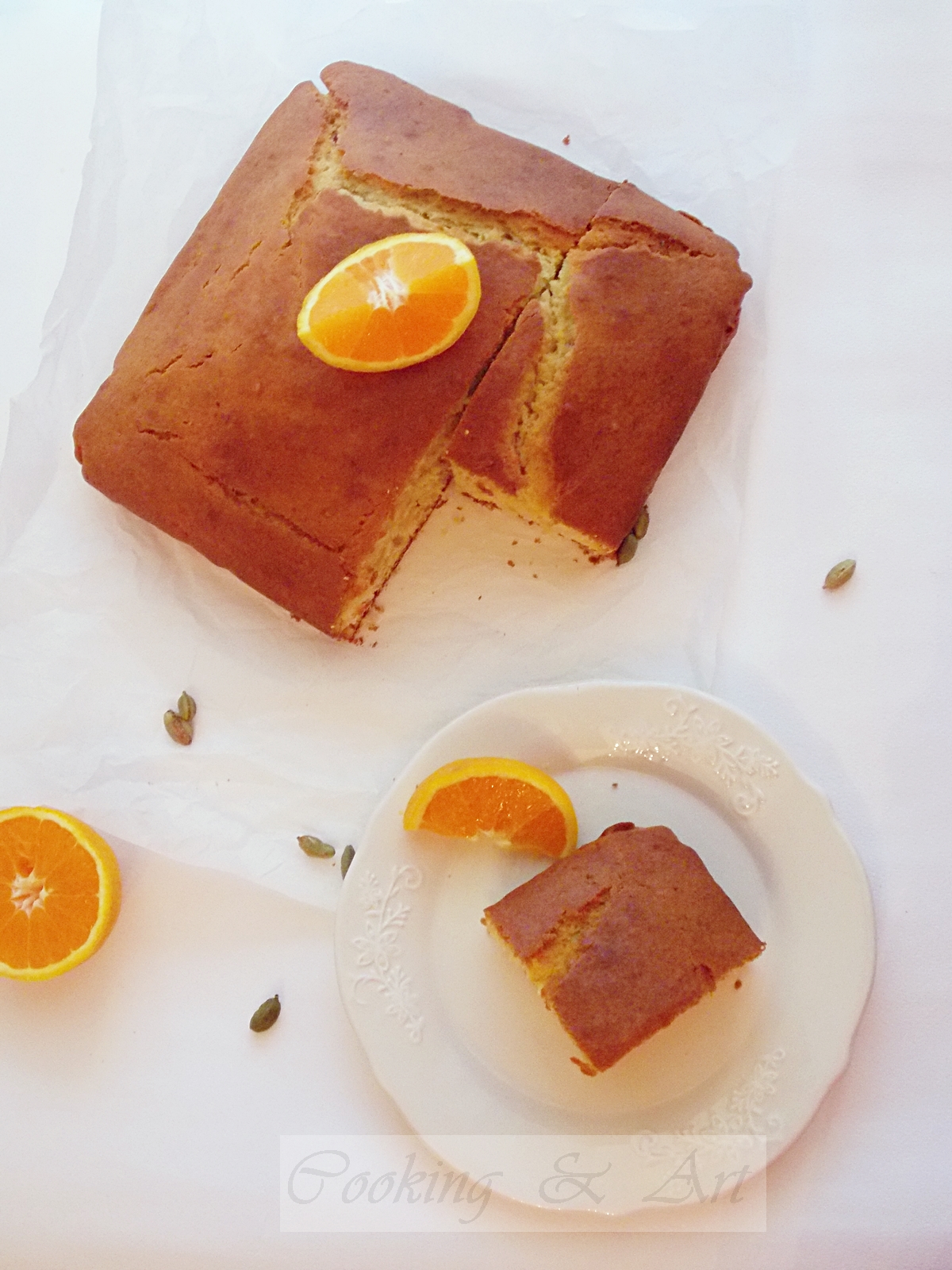 Κέικ γιαουρτιού με πορτοκάλι & κάρδαμο / Yogurt cake with orange