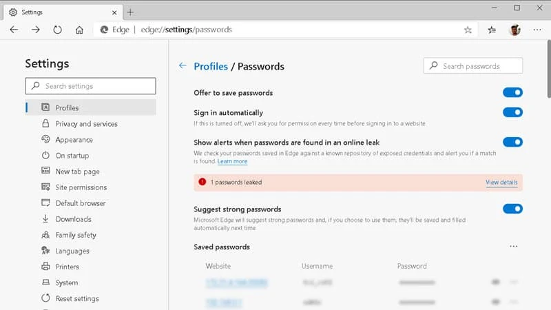 How to turn ON the 'Password Monitor' in Microsoft Edge?