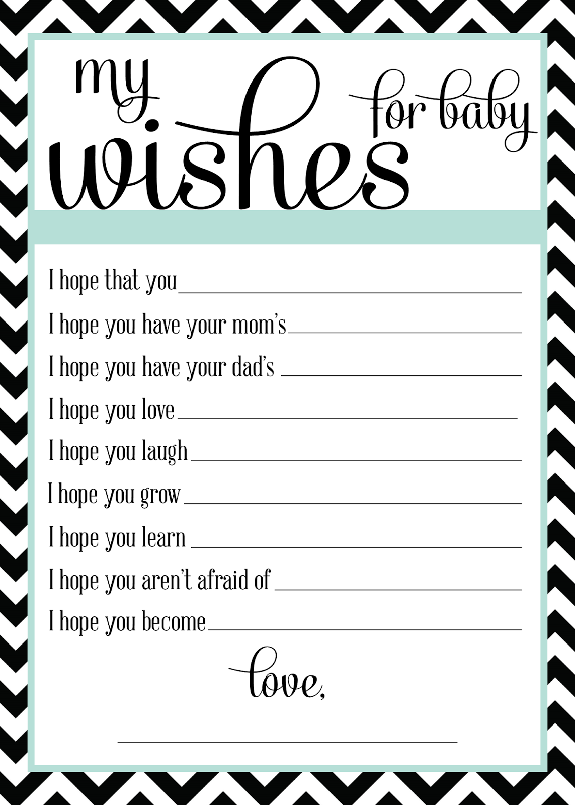 Wishes For Baby Boy Free Printable Template