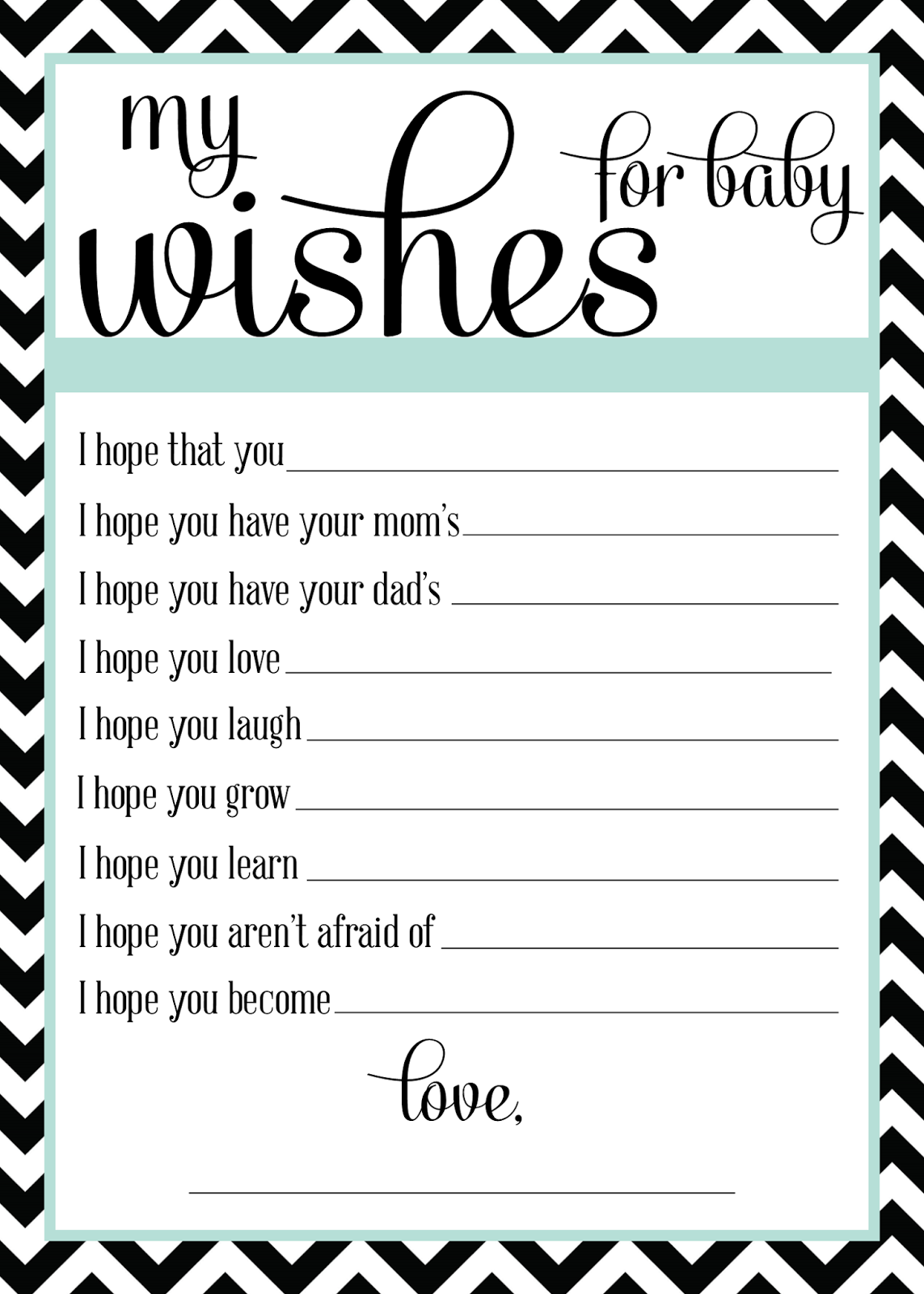 Wishes For Baby Printable Printable Word Searches