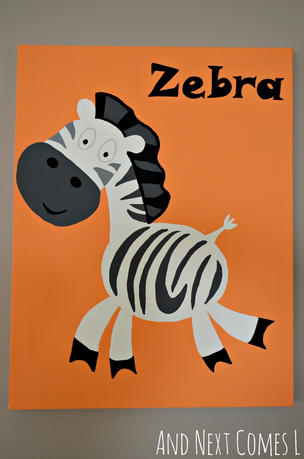 DIY hand drawn and hand painted animal artwork for children's play spaces from And Next Comes L