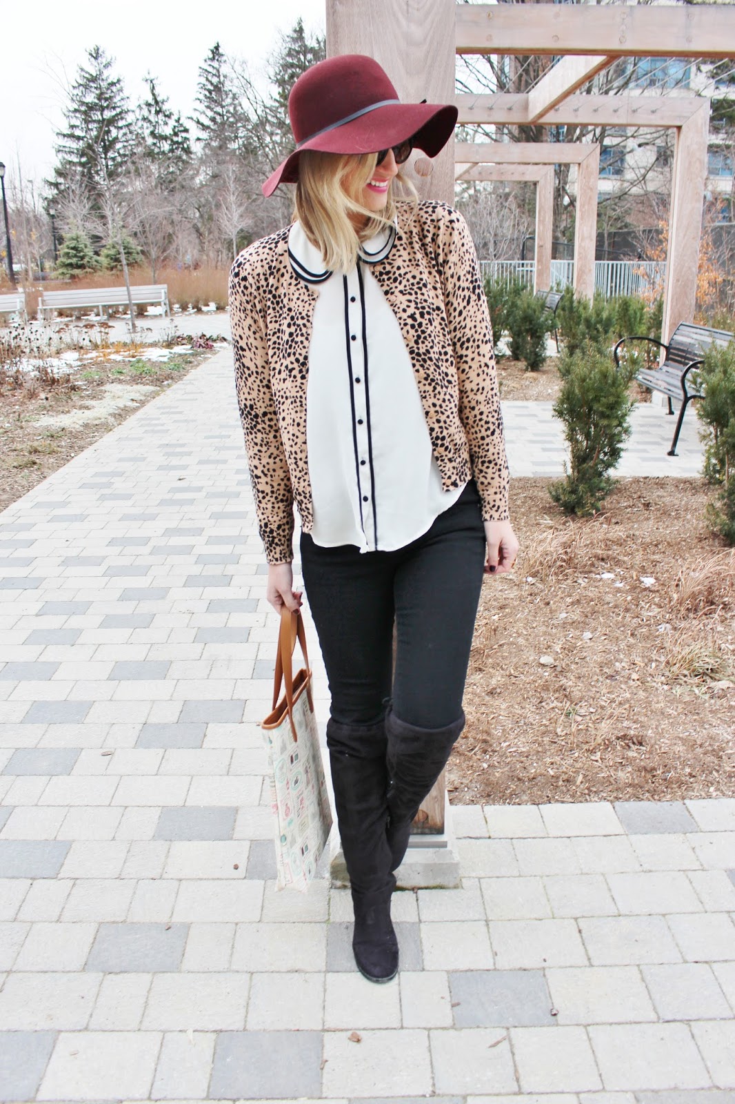bijuleni - leopard cardi and black jeans
