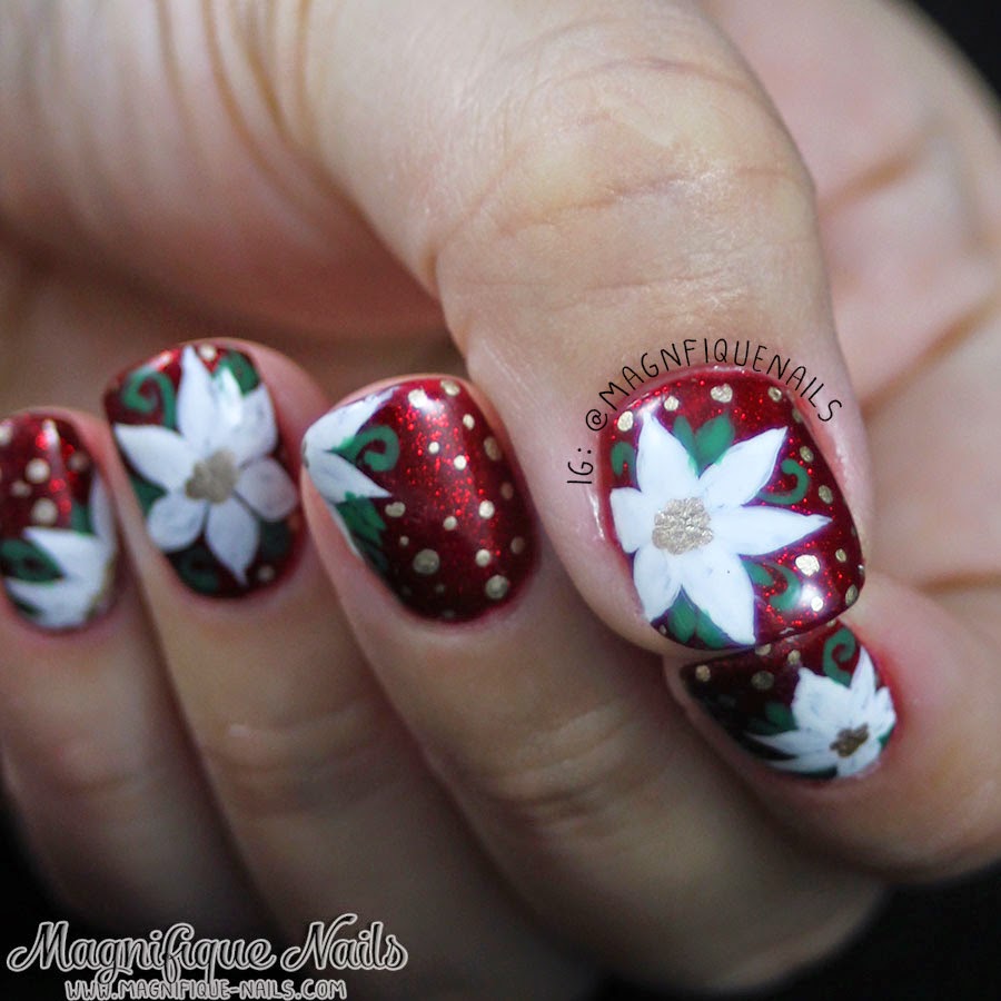 Magically Polished |Nail Art Blog|: White Poinsettias Nails