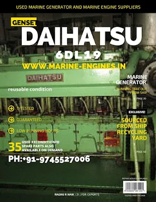 Daihatsu, marine generator, used, 550 KVA, running, reusable, excllent, condition, for sale, seller, supplier 