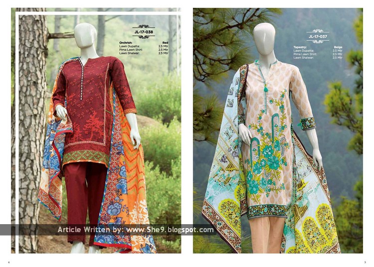 Junaid Jamshed Lawn 2017 Vol1 Mera Andaaz by J. Collection She9