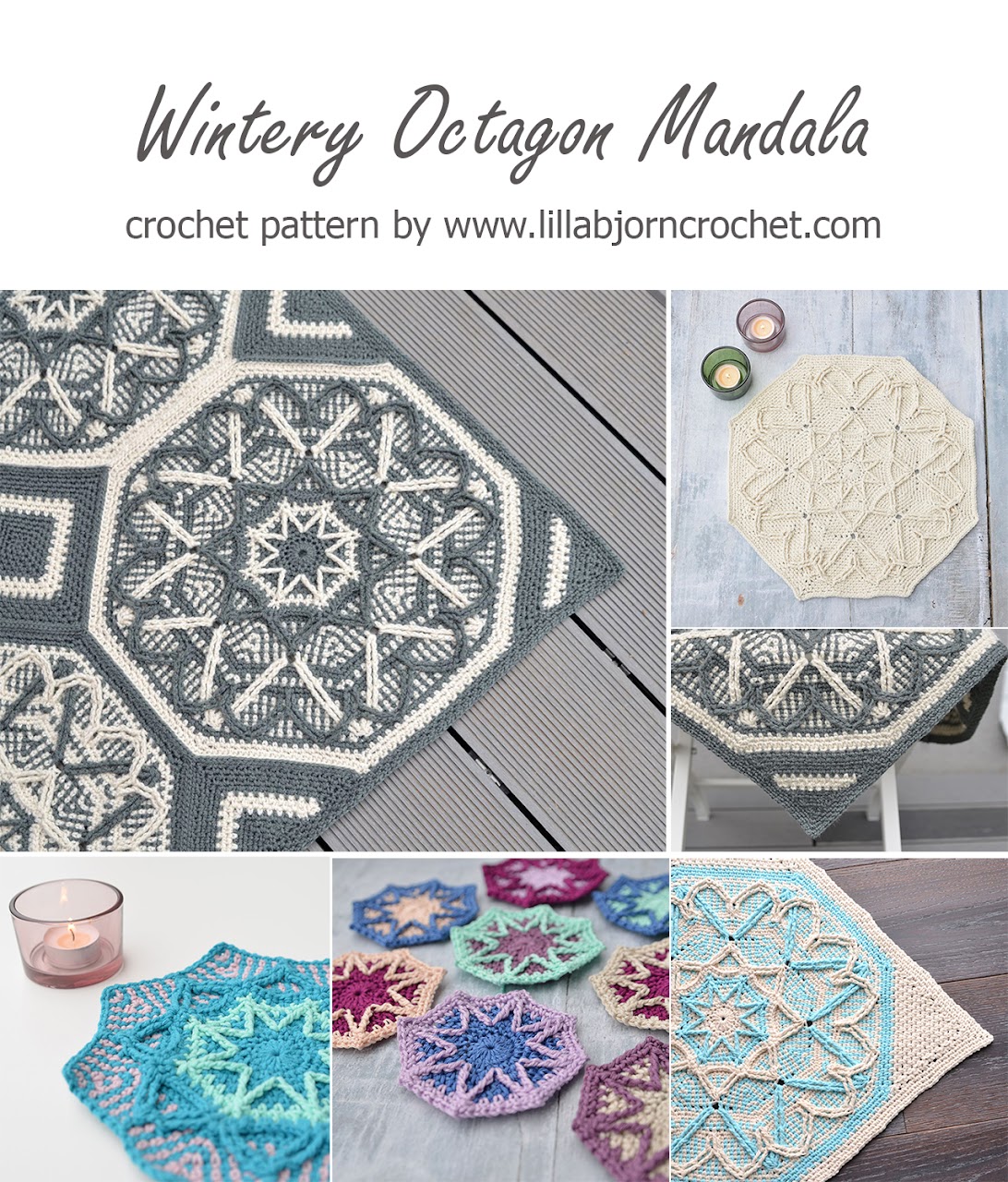 Wintery Octagon Mandala - overlay crochet pattern by www.lillabjorncrochet.com