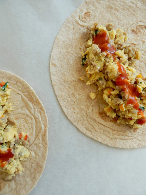 Loaded Healthy Freezer-Friendly Breakfast Burritos...using #IowaEggs! A great, prep-ahead breakfast for kids and adults on busy mornings. Eat fresh or keep in the freezer for up to 2 months.  Eat a healthier loaded breakfast with eggs! (sweetandsavoryfood.com)