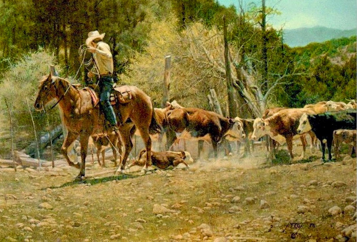 pinturas-de-vaqueros-montados-a-caballo