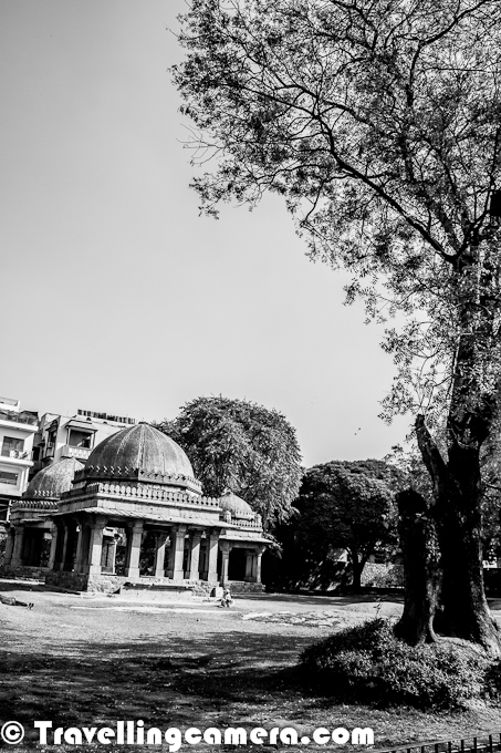 Last weekend, we had a meeting at Hauz Khas with some of the old friends and thought of exploring the ruins around Hauz Khas Village Market. This Photo Journey will take you through various ruins around this campus and a huge water tank or Lake. Let's start this Black and White Photo Journey...In the 1980s Hauz Khas Village was developed as an upper class residential cum commercial area in the metropolis of South Delhi, India. It is now a relatively expensive tourist cum commercial area with numerous art galleries, upscale boutiques and restaurant. Swans and ducks are among the attractions at Hauz Khas Lake - which is part of the attraction to visitors. During this recent visit to Hauz Khas Village, we saw various other birds around the lake. We shall be sharing a separate Photo Journey on birds from Hauz Khas Lake in South Delhi !!!Three pavilions inside the Tomb ... Hauz Khas Village has notable structures built by Firuz Shah on the eastern and northern side of the reservoir consisted = Madrasa (Islamic School of Learning), the small Mosque, the Main tomb for himself and six domed pavilions in its precincts...This Photograph shows North-South arm of the Madrasa and Mosque overlooking the reservoir...Hauz Khas Village Complex in South Delhi houses a water tank, an Islamic seminary, a mosque, a tomb and pavilions built around an urbanized village. It was part of Siri, the second medieval city of India of the Delhi Sultanate of Allauddin Khilji Dynasty (1296–1316). The etymology of the name Hauz Khas in Urdu language is derived from the words ‘Hauz’: 'water tank' (or lake) and ‘Khas’:'royal'- the 'Royal tank'. The large water tank or reservoir was first built by Khilji to supply water to the inhabitants of SirThe Hauz Khas village which was known in the medieval period for the amazing buildings built around the reservoir drew a large congregation of Islamic scholors and students to the Madrasa for Islamic education. A very well researched essay titled 'A Medieval Center of Learning in India: The Hauz Khas Madrasa in Delhi' authored by Anthony Welch of the University of Victoria, Victoria, British Columbia, refers to this site as 'far and away the finest spot in Delhi not in the ingenuity of its construction and the academic purpose to which it was put but also in the real magic of the place'.Currently Hauz Khas village retains not only the old charm of the place but has enhanced its aesthetic appeal through the well manicured green parks planted with ornamental trees all around with walk ways... The tank itself has been reduced in size and well landscaped with water fountains. Hauz Khas village structure that gloriously existed in the medieval period was modernized in mid 1980’s presenting an upscale ambience attracting tourists from all parts of the world. The village complex is surrounded by Safdarjung Enclave, Green Park, South Extension, Greater Kailash. There are some of the India's most prestigious institutes situated in the neighborhood including Indian Institute of Technology, Delhi, Indian Institute of Foreign Trade, National Institute of Fashion Technology, and All India Institute of Medical Sciences.Here is a Photograph showing Pavilions adjoining the courtyard.Madrasa was one of the leading institutions of Islamic learning in the Delhi Sultanate. It was also considered the largest and best equipped Islamic seminary anywhere in the world. There were three main Madrasa's in Delhi during Firuz Shah's time. One of them was the Firuz Shahi madrasa at Hauz Khas. After the sack of Baghdad, Delhi became the most important place in the world for Islamic education. The village surrounding the Madarsa was also called Tarababad (city of joy) in view of its affluent and culturally rich status, which provided the needed supporting sustenance supply system to the MadrasaSeveral buildings (Mosque and madrasa) and tombs were built overlooking the water tank or lake. Firuz Shah’s tomb pivots the L–shaped building complex which overlooks the tank. More information about Hauz Khas Village can be seen at http://en.wikipedia.org/wiki/Hauz_Khas_Complex