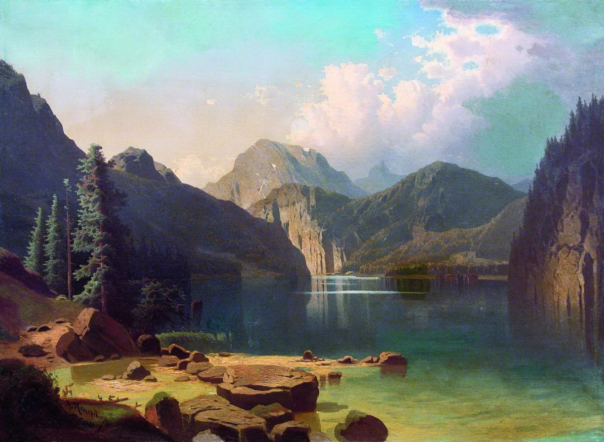 картина озеро в горах