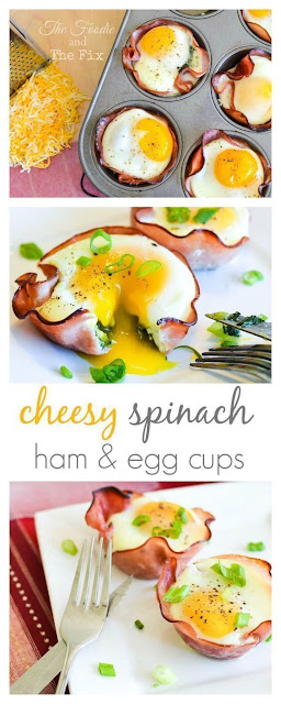 Delicious Cheesy Spinach, Ham & Egg Cups
