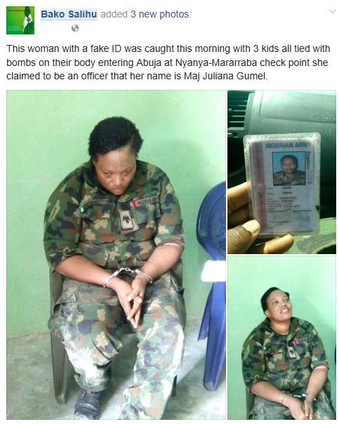 Danger Averted In Abuja As Fake Army Major Nabbed With 3 Bombs-Attached Kids, See Photo Danger Averted In Abuja As Fake Army Major Nabbed With 3 Bombs-Attached Kids, See Photo