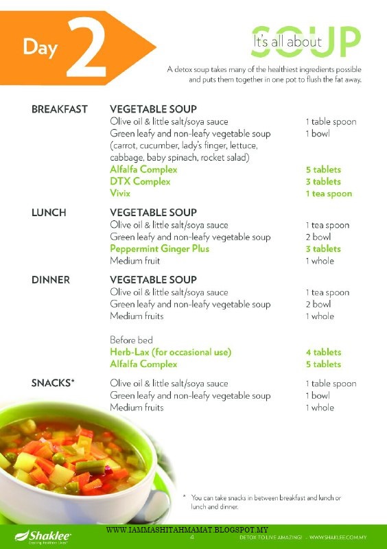 7 Day Detox Meal Plan JOM Detox The Shaklee Way! Journey of Shaklee