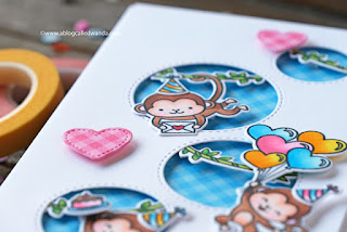 Sunny Studio Stamps: Love Monkey Staggered Circles Everything's Rosy Birthday Card Well Wishes Card by Wanda Guess