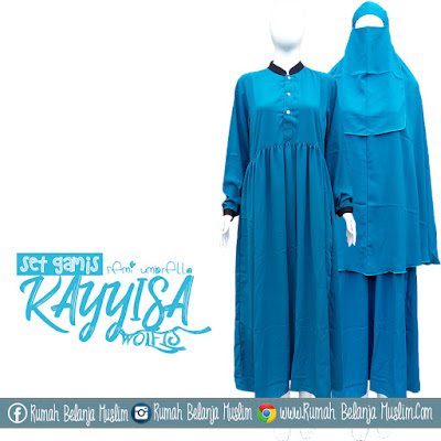 Set Gamis Syari Kayyisa Semi Umbrella Biru Tosca Set Gamis Syari Kayyisa Semi Umbrella Biru Tosca