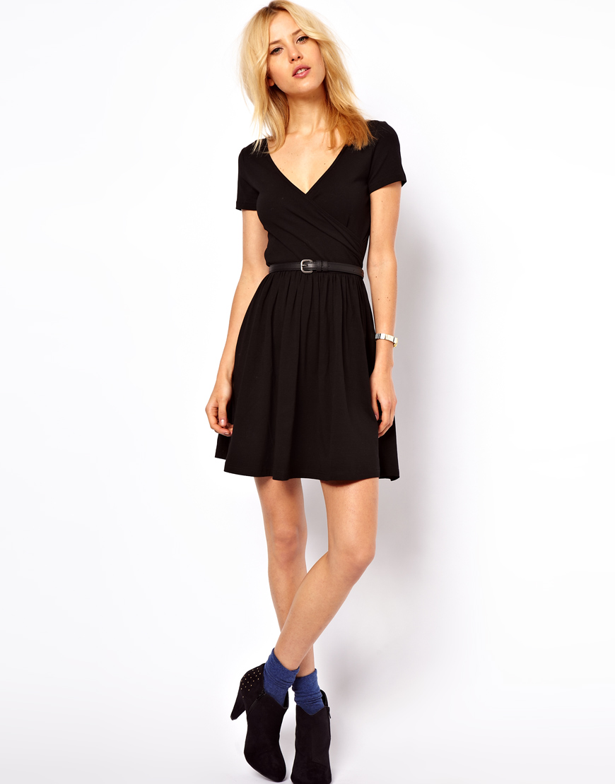 pretties' closet: ASOS Skater Dress With Ballet Wrap And Short Sleeves